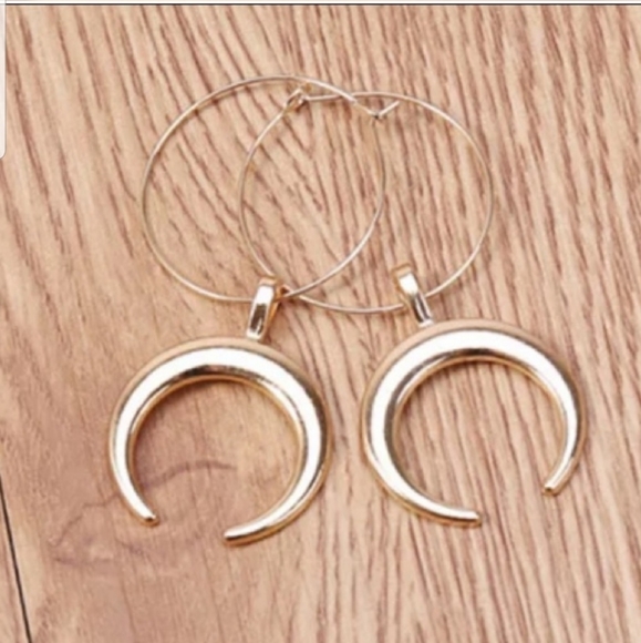 ○Erin○ Moon Hoop Earrings - Picture 3 of 3